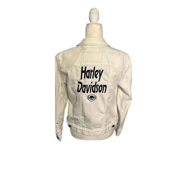 Harley-Davidson embroidered white jean jacket - LP - Picture 1 of 9